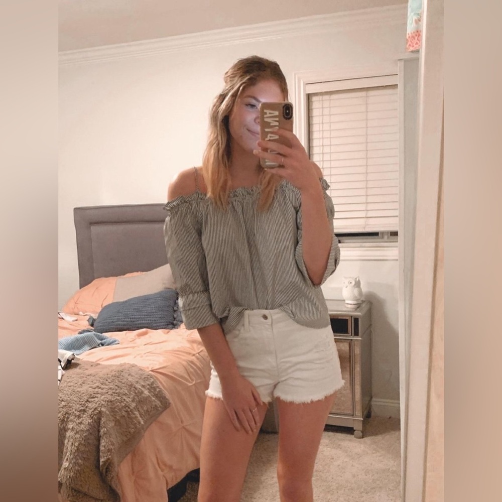 Lily white and blue striped blouse